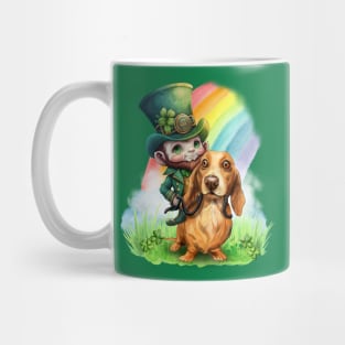 Leprechaun riding a Dachshund Mug